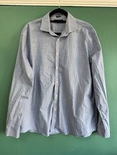 Tommy Hilfiger Shirt Mens XL 17-17.5 inch Neck. Blue Geometric Long Sleeve B1012