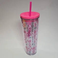 Roller Rabbit Starbucks Lovely Monkey 24oz Plastic Cold Cup Pink Christmas 