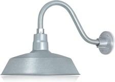 Barn Light 14" Galvanized Shade with 15" Galvanized Gooseneck Arm