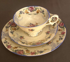 Tasse Assiette Soucoupe Thé Déjeuner Faïence Porcelaine Ancien Shabby Chic TBE