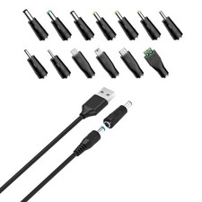 5 feet USB to DC 5V Power Cord, Universal DC 5.5x2.1mm Cable with 13 Connectors