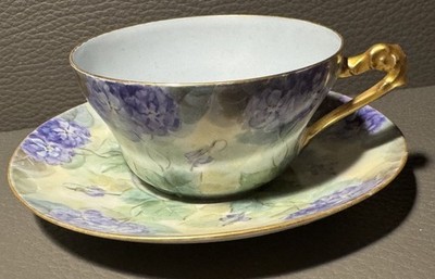 Antique B.M. de M. Limoges France Hand Painted Teacup & Saucer Set