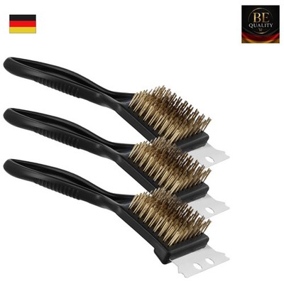 Qwork Grillbürsten-Set 3er Messing und Edelstahl Schaber für BBQ Reinigung