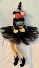 Tall Halloween Decor Cloth Shelf Sitter Pumpkin Head Witch Doll & Black Cat 32” — photo 1