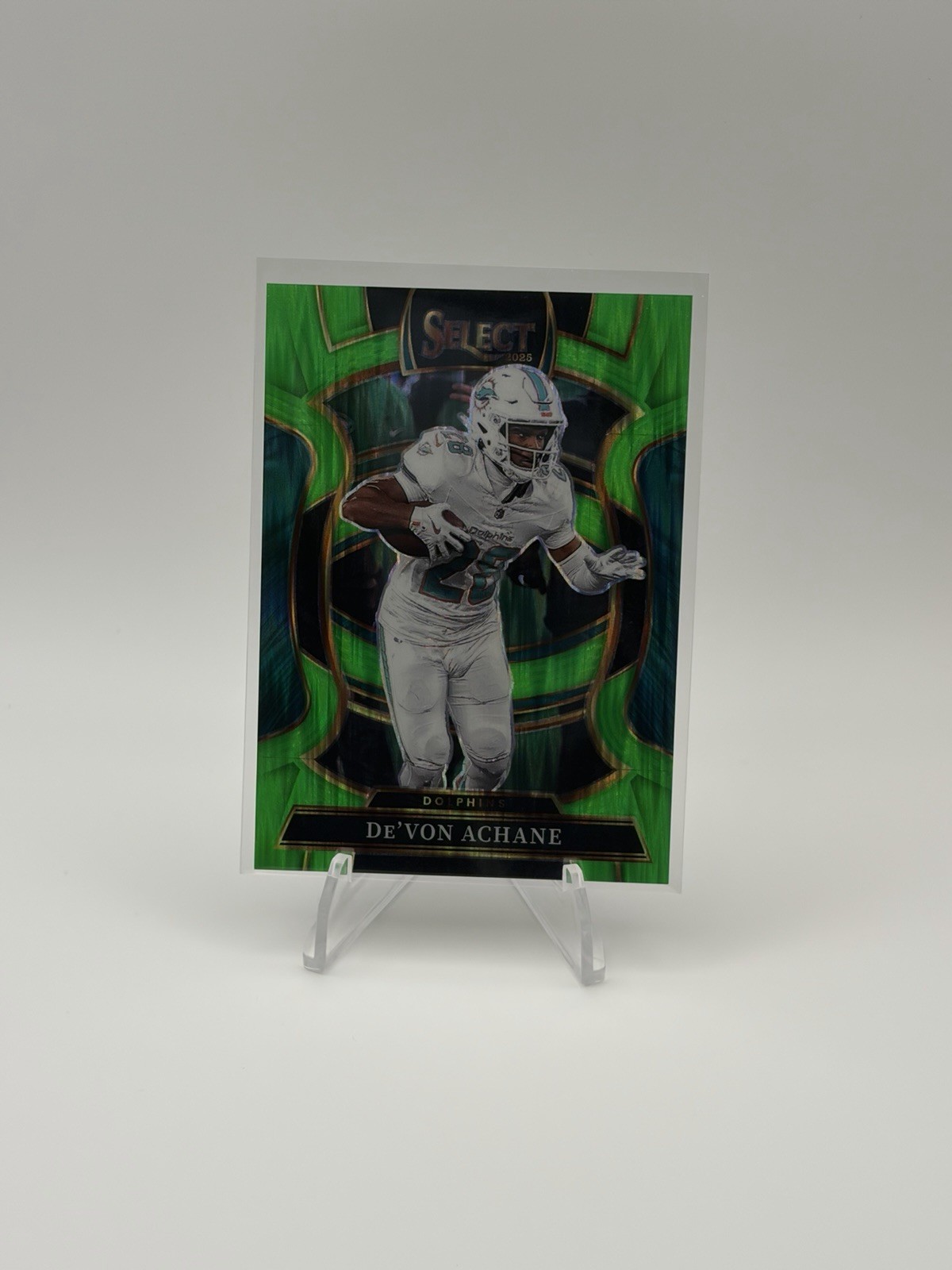 2025 Panini Select - Concourse De'Von Achane #81 Black & Green Shock Prizm /699