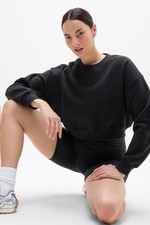 Athleta Heavyweight terry crop crew sweatshirt- small- black- nwot
