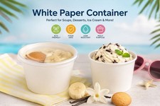 8OZ Disposable White Paper Soup Containers / Cups with Lids