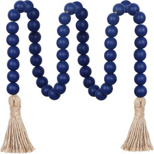 39In Wood Bead Garland Farmhouse with Tassels,Versatile Prayer Beads Boho Chic W