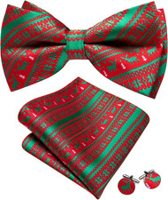 Christmas Bow Tie for Men Pre-Tied Bowtie Holiday Festival Vacation Xmas Bowties