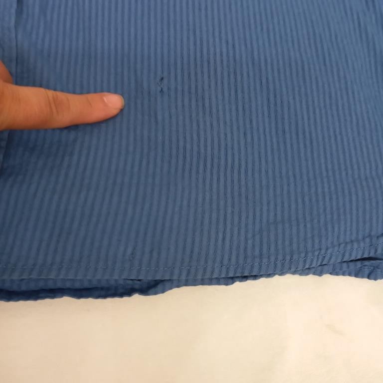 *Basic editions blue striped collared roll up sle… - image 5