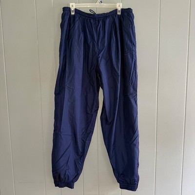 Vintage Nike Navy Windbreaker Track Pants Tonal Swoosh Lined Nylon Y2K XL 2000s