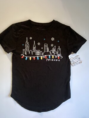 FRIENDS F.R.I.E.N.D.S. CLASSIC TV Show T-Shirt XS Black Christmas Holiday Lights