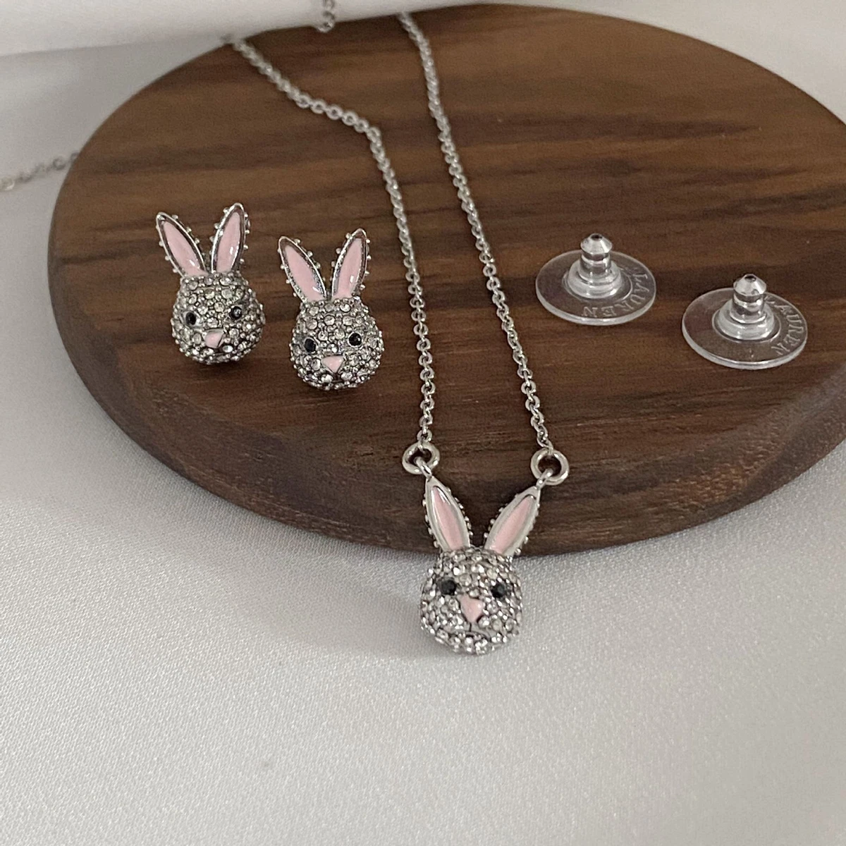 Kate Spade Jewelry Bunny Rabbit Pendant Necklace Stud Earrings