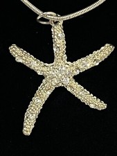 Silver Tone Starfish with Crystals Pendant Necklace