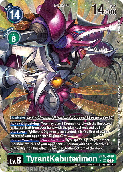 BT16-048 TyrantKabuterimon : Super Rare Alternative Art Digimon Card : BT16: Beg