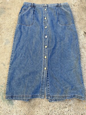 Y2K Quiz New York Button Fly Denim Maxi Skirt