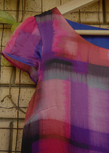 Forever New Brightly Coloured Cap Sleeve Shift Silk Dress Size 6 - Picture 2 of 4