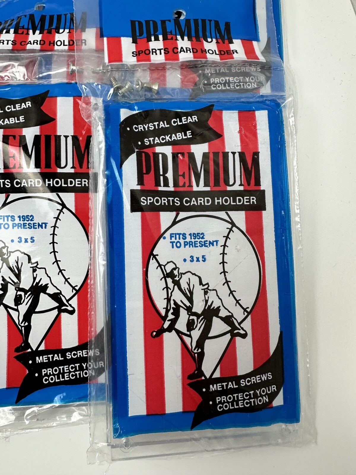 LOT 15 PLASTIC BASEBALL FOOTBALL CARD HOLDERS CRYSTAL CLEAR STACKABLE 3