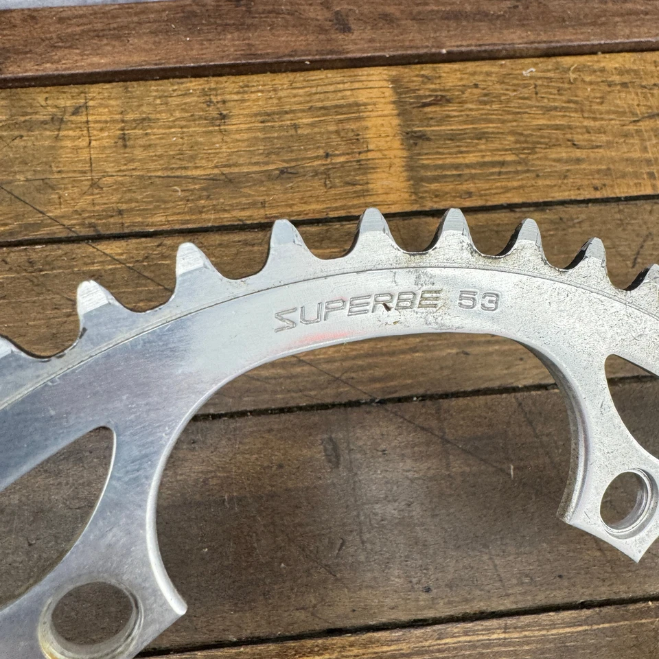 Plato vintage Suntour Superbe 53t 144 BCD 53 dientes aleación 80 carretera carrera Foto 2 de 4