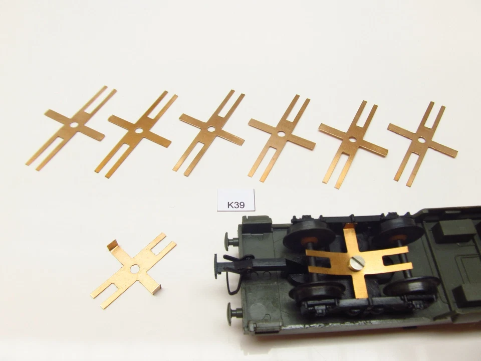 MARKENLOS K39/6x, Kontakte Radschleifer KaModel für Wagenbeleuchtung HO/TT Wagen, 6St