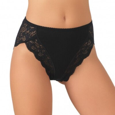 Women's High Waist Lace Midi Briefs Jadea 530 Elastic Cotton Modal