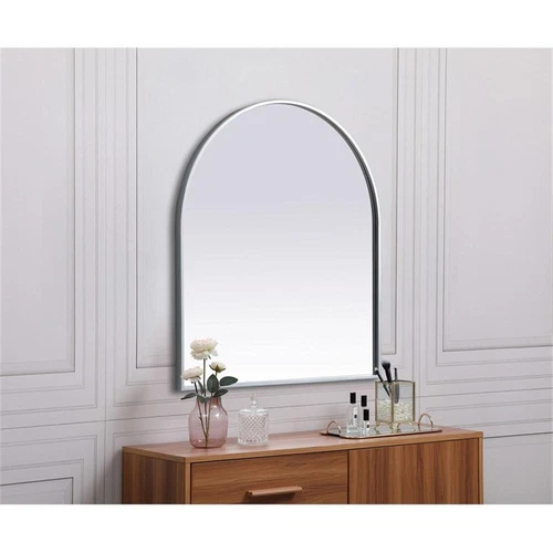 Elegant Decor Ayra 27x30" Arch Modern MDF Wood/Iron Mirror in Silver - Picture 8 of 9