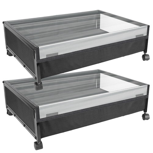 2X Under Bed Storage Containers W/ 360° Rotatable Wheels Visible Dustproof Cover - Picture 14 of 15