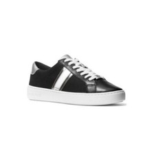 Michael Kors Womens 5 M Black Silver Striped Lace Up Sneakers New NO BOX ZG3