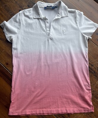 Polo Golf Ralph Lauren Womens S P Tailored Fit White Pink *imperfect See Pics