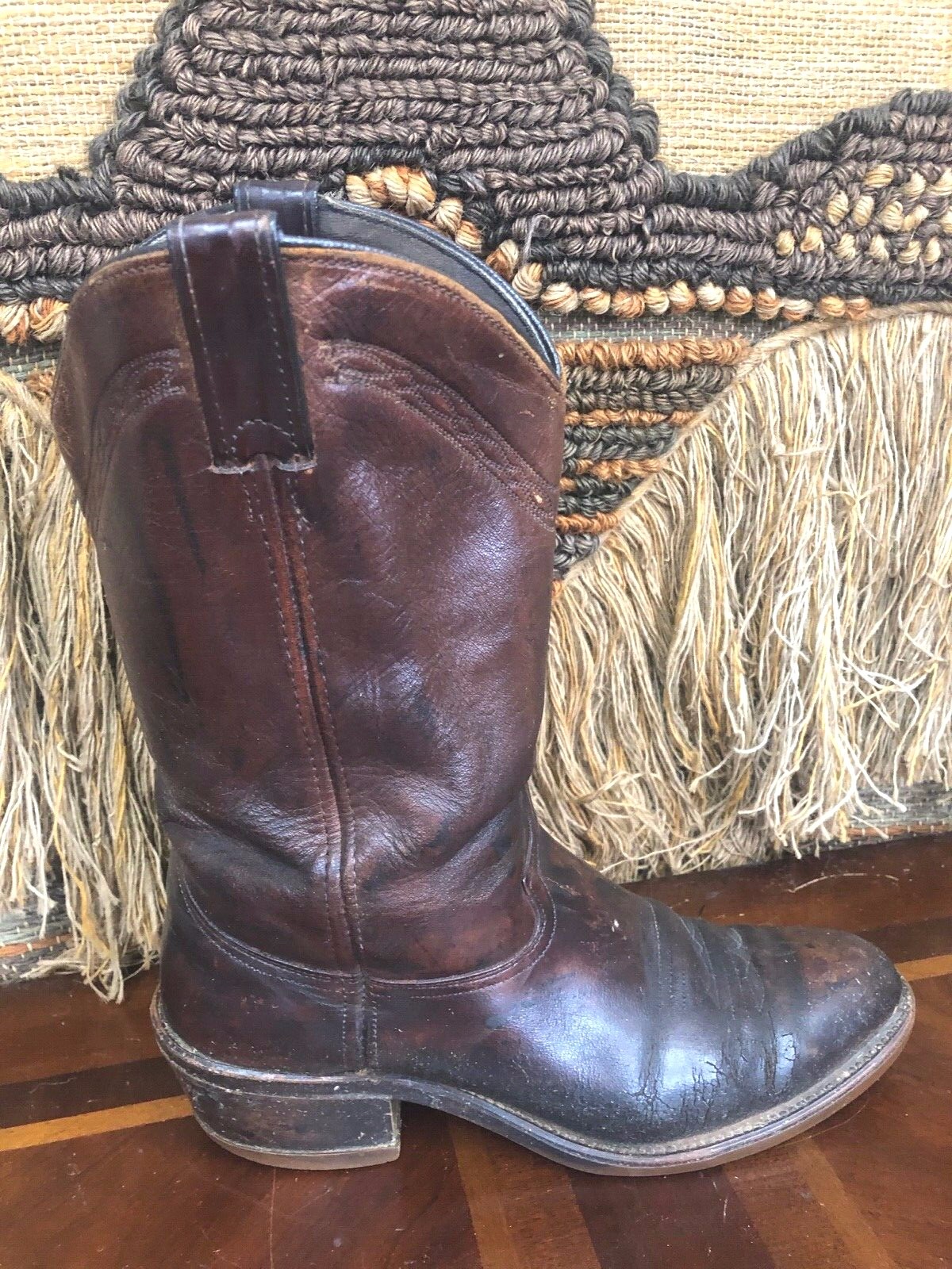 Vintage Brown Cowboy Boots Mens 10 D Gem