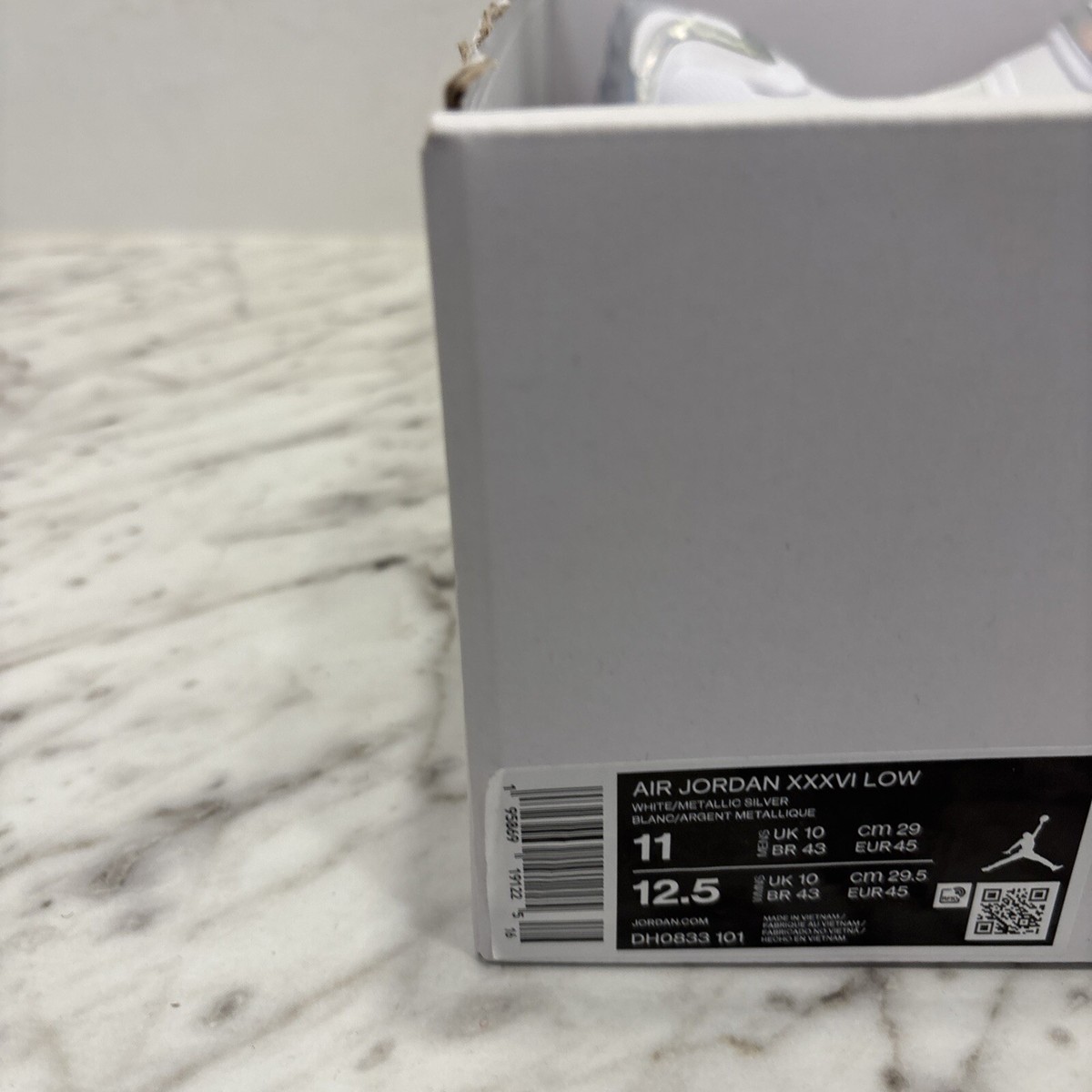 Nike Air Jordan XXXVI 36 Low Pure Money White-Metallic Silver Sz