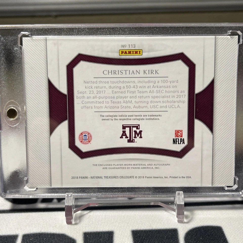 2018 Panini National Treasures Collegiate #113 Christian Kirk RPA #’d /25 - Image 2 of 2