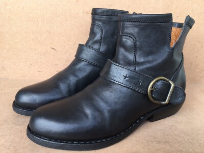 Fiorentini + Baker Black Leather Eli Ankle Boots, Size 35/ US 5.5