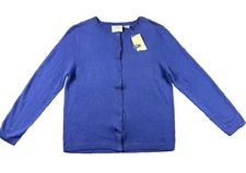 Women’s Field Manor Button Front Sweater M Indigo Long Sleeve Cottage Cotton