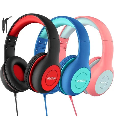 EarFun Kids Headphones Foldable Headphones for Kids 85/94dB Limiter (3 Pack)