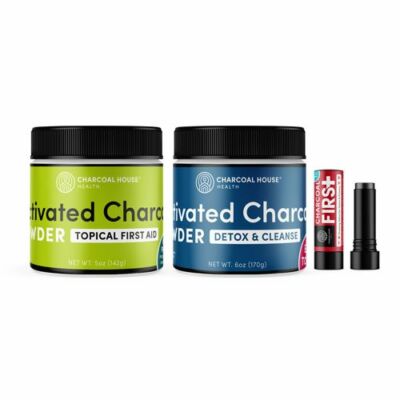 Activated Charcoal 3 pc. Set - First Aid 5oz., Detox&Cleanse 6oz., Salve Stick