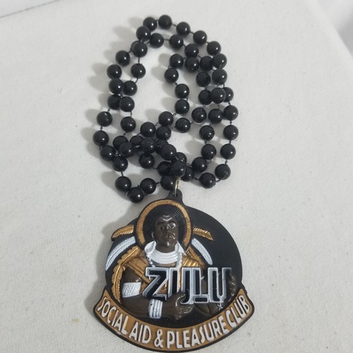 Mardi Gras Bead 19" Zulu Club Specialty Necklace New Orleans Carnival Parade - Picture 2 of 5
