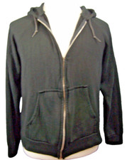 Action Hooded Sweatshirt Mens Size Medium Full Front Zipper w Pocket Solid Black