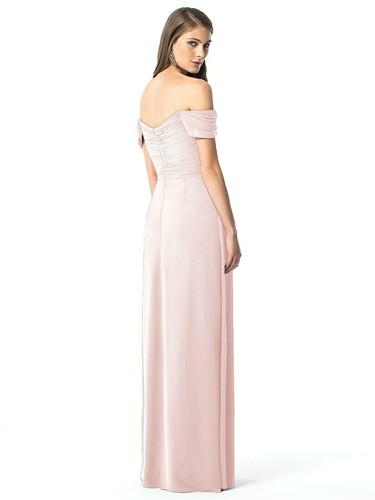 Dessy 2844...Full length, off the shulder Dress....Blush...Size 0...NWT - Picture 2 of 6