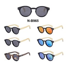 OCCHIALI DA SOLE POLARIZZATI UOMO ROTONDI SPECCHIO EFFETTO LEGNO BAMBU VINTAGE