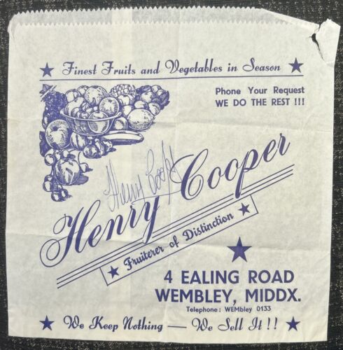 Signed Sir Henry Cooper Fruit & Veg Bag Autograph Heavyweight Boxing Signature - 第 1/5 張圖片