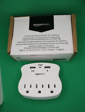 3-Outlet Surge Protector Wall Tap With 2 USB Port. White. 2-Pack NEW