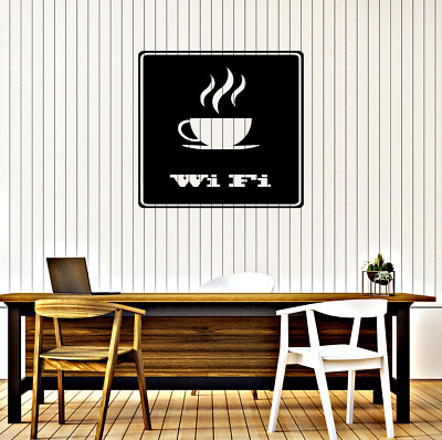 Wall Vinyl Decal Internet Cafe Coffee and World Wide Web Wifi Zone (n1825)