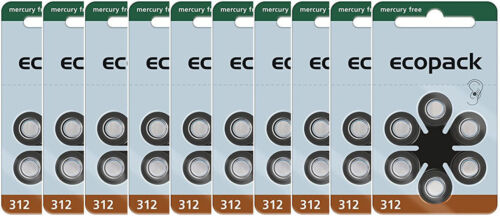 60x Varta Ecopack taglia 312 batterie per apparecchi acustici marroni PR41 (blister 10x6) - Foto 1 di 3