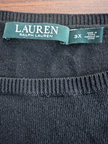 Lauren Ralph Lauren Sweater 3X Black Modal Silk Blend Dolman Sleeves Boat Neck - Picture 3 of 8