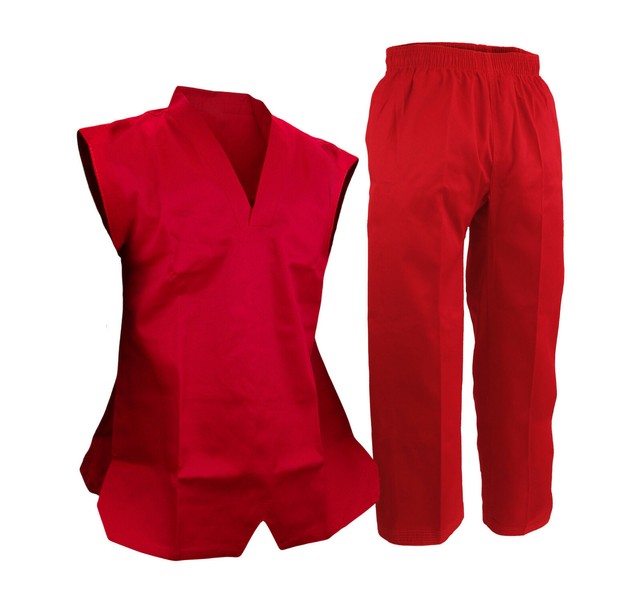 Sleeveless Martial Arts Uniform Gi Set Karate Taekwondo, Black/White