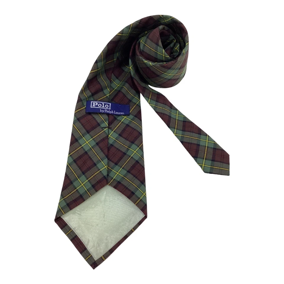 POLO RALPH LAUREN зеленый PLaids и чеки хлопок галстук H.M в США W: 4» EX состояние - Изображение 2 из 4