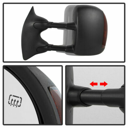 Miroirs De Remorquage électriques Chauffés Pour Chevrolet Silverado / GMC Sierra 2007-2013 – Noir, Avec Clignotants LED