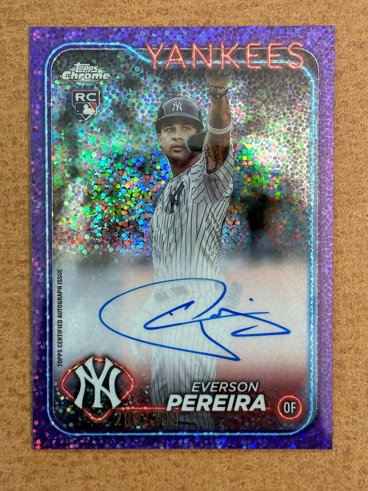 2024 Topps Chrome RC Auto Purple Speckle Refractor #RA-EP Everson Pereira /299