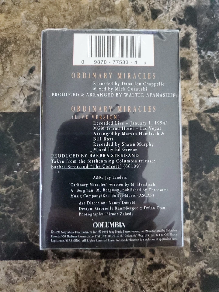 *BRAND NEW* Ordinary Miracles: Tour Single Barbra Streisand Cassette 1994 Live - Image 2 of 4